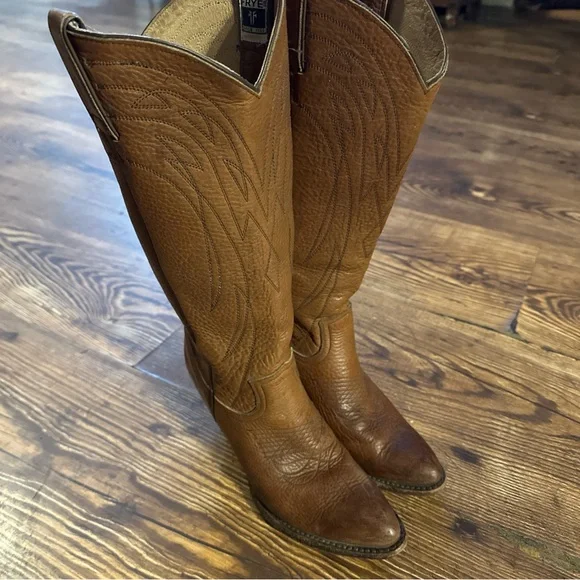Frye Cowboy Boots Women Size 8.5 Brown Leather Heeled 8.5B - Picture 6 of 8